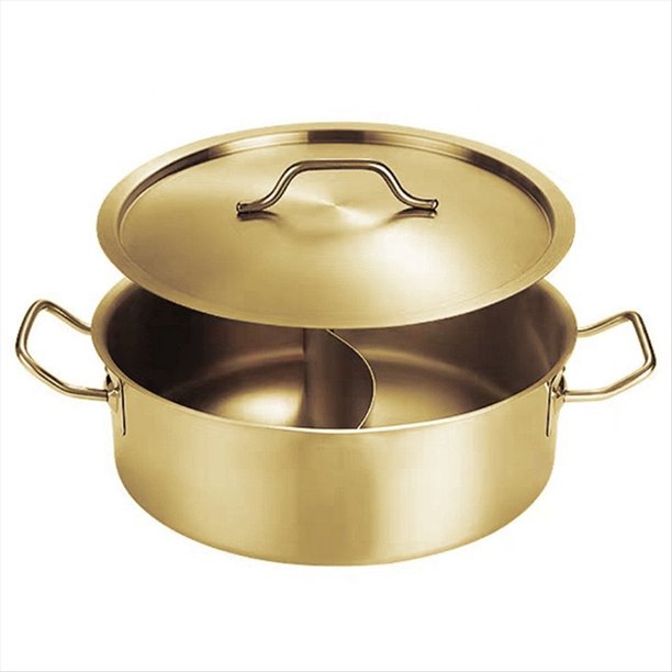 Olla de Acero Inoxidable con Doble Asa, Olla de Acero Inoxidable para Sopa, Olla Caliente Doméstica A