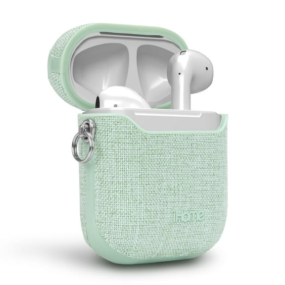 iHome AirPods Case for 1st & 2nd Gen, Twill Cover with Key Clip, Easy Install & Protection, 4.02"