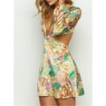 thumbnail image 2 of FAROOT Robe Mini Trapèze à Fleurs Boho pour Femme, Col en V, Manches Longues, Été, Décontractée, Fluide, de Soirée, Dos Nu, 2 of 9