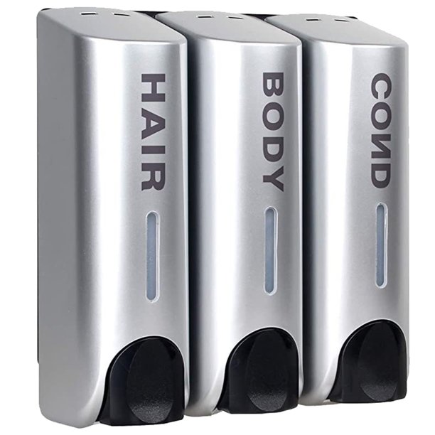 Dispensadores de jabón líquido triples de 350 ml Dispensador de gel de baño multiusos para montaje en pared