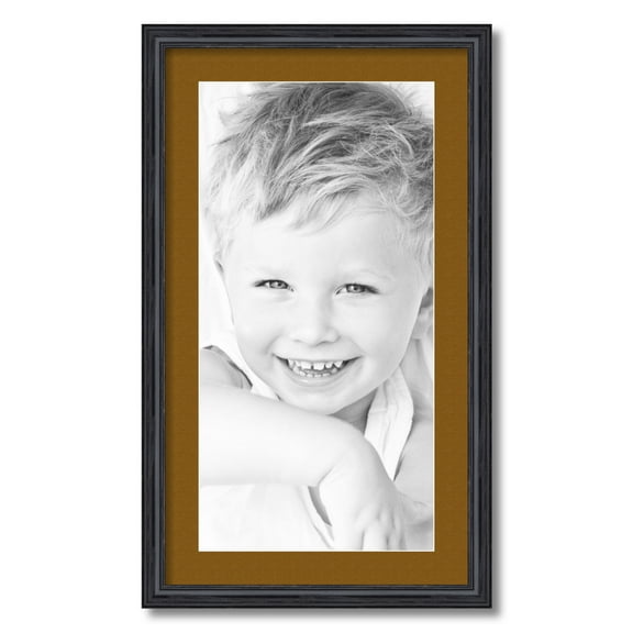 ArtToFrames 16x28 Matted Picture Frame with 12x24 Single Mat Photo Opening Framed in 1.25 Black Stain on Solid Red Oak and 2 Coronado Mat (FWM-4083-16x28)
