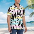 thumbnail image 6 of Summer And Palm Stripe Men's 3d Print Casual Button Down Shirts, Novelty Hawaiian Short Sleeves Xl, 6 of 8