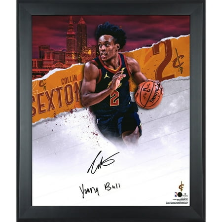 Collin Sexton Autographed Cleveland Cavaliers Framed Autographed 20" x 24" In Focus Photograph with "Young Bull" Inscription - Fanatics Authentic Certified