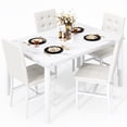 thumbnail image 5 of Baxluxe Marble Dining Table Set for 4, Faux Marble Kitchen Table and Chairs Set, Rectangle Dining Table with 4 Leather Dining Chairs, 5 Pieces Dinette Sets for Breakfast Nook, Apartment, White, 5 of 7