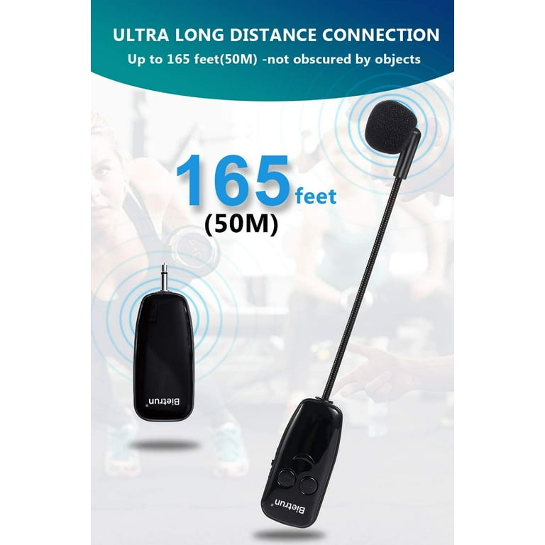 Bietrun Uhf Wireless Microphone 160ft Range Headset Handheld