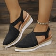 thumbnail image 2 of Dakaela Womens Wedges Sandals Closed Pointy Toe Platform Slip on Espadrille Elastic Criss Crooss Straps Slingback Summer Dressy Clogs Shoes Black 7.5, 2 of 9
