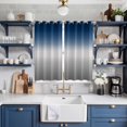 thumbnail image 2 of Navy Blue Gray Ombre Kitchen Curtains 63 Inch Length, Modern Gradient Abstract Art Grommet Top Bedroom Living Room Curtains, Light Filtering Cafe Curtain Drapes 2 Panels Set 84''x63'', 2 of 9