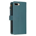 thumbnail image 4 of Zipper Wallet Case for iPhone 8 Plus / iPhone 7 Plus Wrist Hand Strap PU Leather Flip Case, Credit Card Slots Kickstand Magnetic Clasp TPU Shell Shockproof Cover for Women Men, Green, 4 of 9
