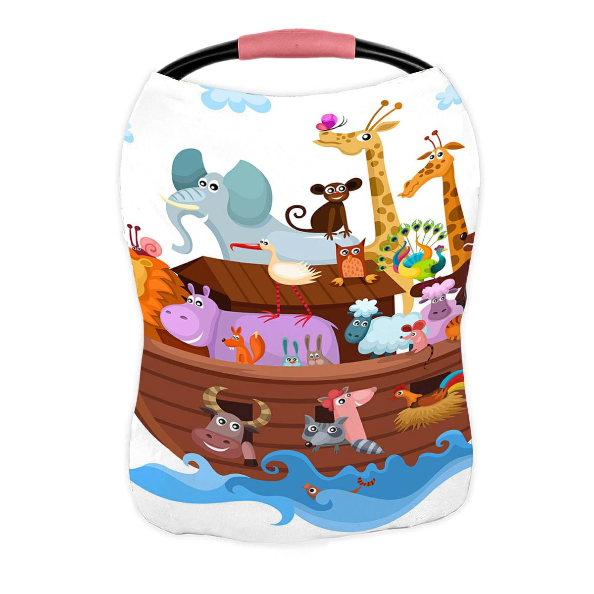 ABPHQTO Noah'S Ark Cute Cartoon Animals Nursing Cover Baby Breastfeeding Infant Feeding Cover Baby Car Seat Cover Infant Stroller Cover Carseat Canopy Breathable