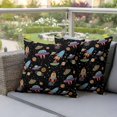 thumbnail image 3 of Outdoor Pillow Covers Pack of 2, Cartoon Rocket Space Planet Waterproof Throw Pillowcase Cushion Cases, Cute Spaceship on Black Decorative Pillow Cover for Couch Sofa Home Bed Patio, 3 of 9