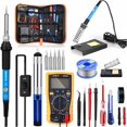 thumbnail image 1 of Kit de soldador 21 en 1 Kit de soldadura de temperatura ajustable de 60 W con multímetro digital 200 ~ 450 ℃ Soldador eléctrico de precisión 5 puntas de soldadura, bomba desoldadora, estación de soldadura Kuyhfg Bienvenido a Kuyhfg, 1 of 5