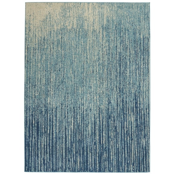 4’ x 6’ Navy and Light Blue Abstract Area Rug