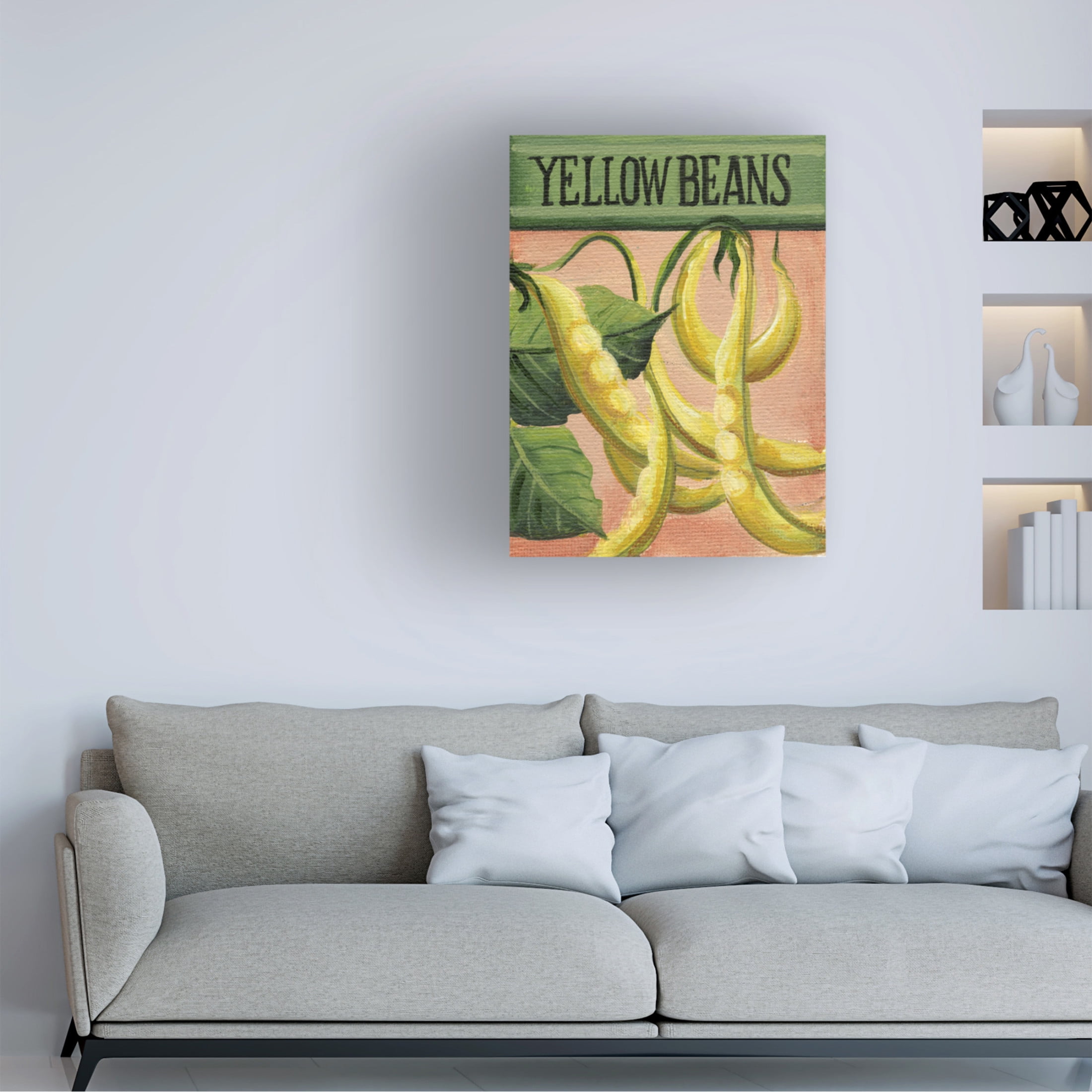 Canvas Wall Art - Debbi Wetzel 'Seed Packets 23 - Yellow Beans' Wall Art for Living Room, Bedroom, or Office Décor by Trademark Fine Art - 18 x 24 Inches
