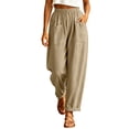 thumbnail image 2 of Horkkom Pants for Women Solid Color Elastic Waist Pants Casual Loose Pleated Pants with Pockets XXL, 2 of 7
