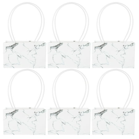 

6pcs Portable Flower Box Waterproof Paper Handy Gift Bag Kraft Flower Handbag