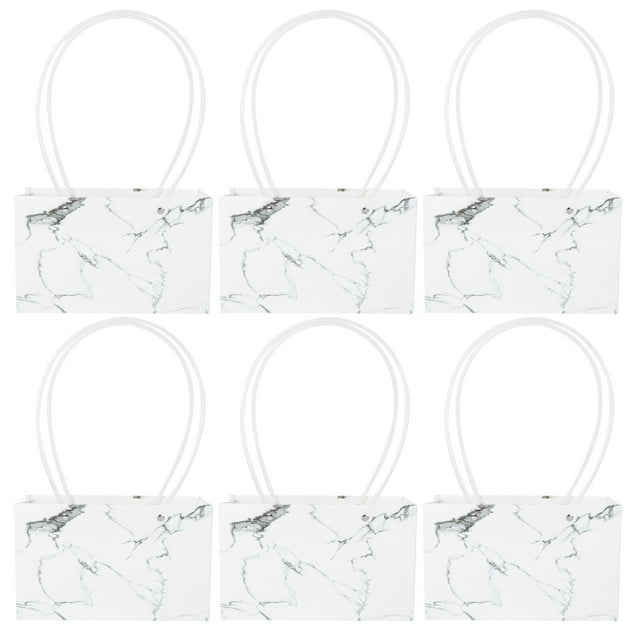 CIMAXIC 6pcs Portable Flower Box Waterproof Paper Handy Gift Bag Kraft Flower Handbag,8.66"X5.31"X4.13"