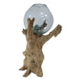 thumbnail image 6 of Large 28"H Bali Handicraft Driftwood With Molten Glass Bowl Vase Aquarium Decor, 6 of 10