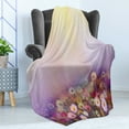 thumbnail image 4 of Flower Soft Flannel Fleece Throw Blanket, Bed with Different Blossom Types Fresh Flowers Romantic Garden Hand Drawn Artwork, Cozy Plush for Indoor and Outdoor Use, 50" x 60", Lilac Pink, by Ambesonne, 4 of 5