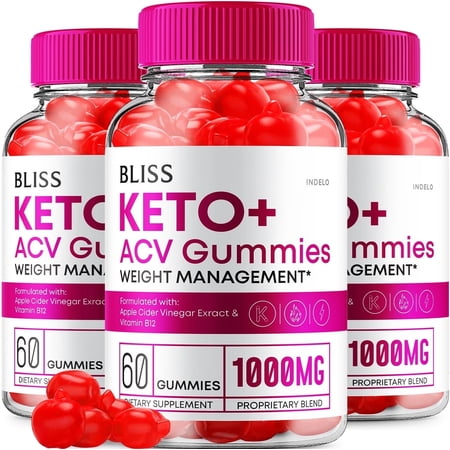 (3 Pack) Bliss Keto ACV Gummies Advanced Weight Loss, Bliss Keto Gummies, Keto+ ACV Apple Cider Vinegar Folate Vitamin Supplement, Blissketo Keto+ACV 1000MG Folic Acid (180 Gummies)