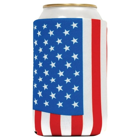 

QualityPerfection Can Cooler Sleeve ( 1 Unit ) 12 Oz 4mm Thick Beer & Soda Can Cover Cooler Can Covers (1 American Flag Blue Bright)