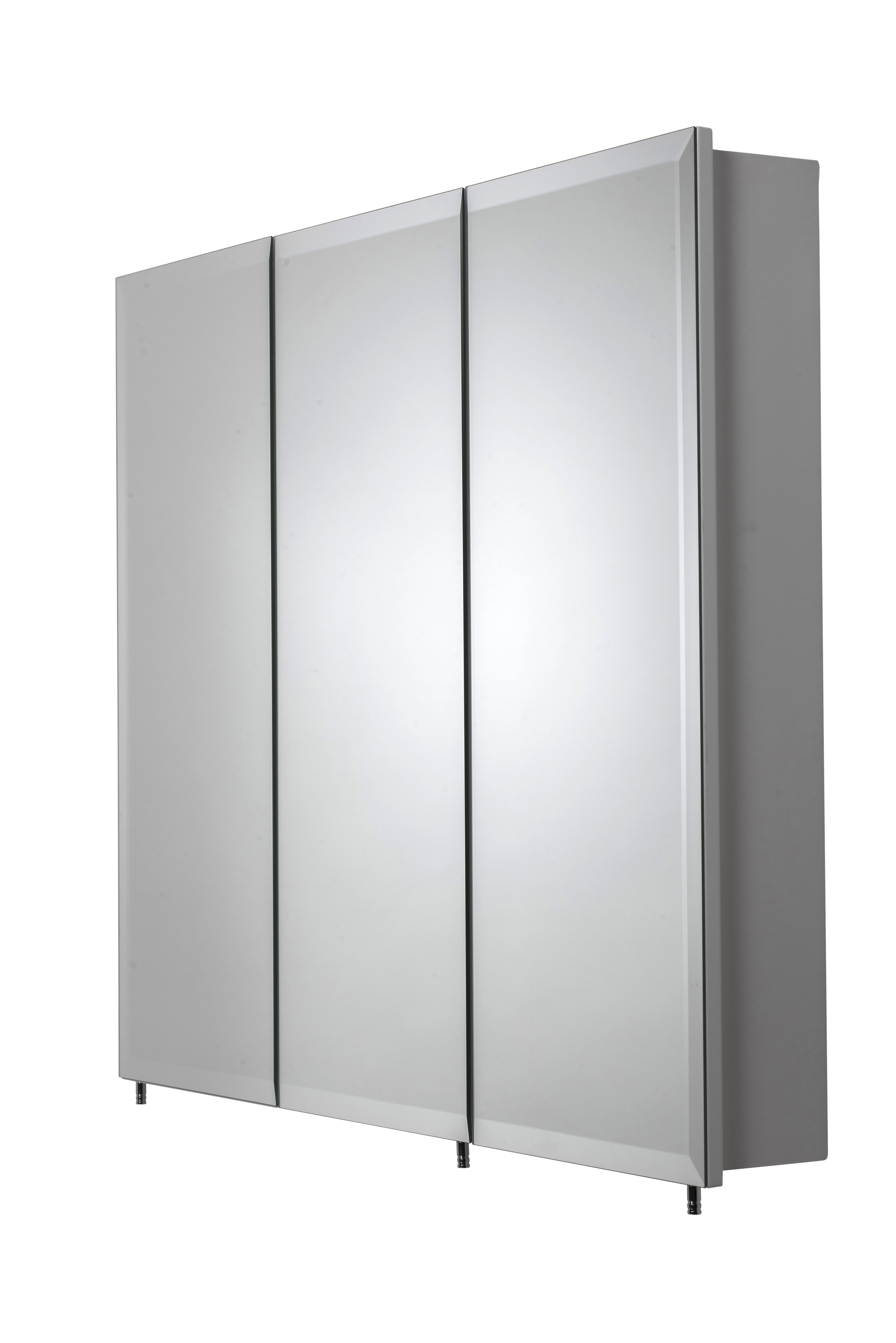 Croydex Texoma Triple Door Tri-View White Steel Medicine Cabinet with Mirror (36X30in)