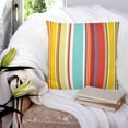 thumbnail image 3 of 18x18 Pillow Covers Set of 2, Red Aqua Stripe Throw Pillow Covers Decorative Couch Cushion Case, Country Abstract Art Colorful Striped Microfiber Square Pillowcases for Bedroom Car Living Room, 3 of 7