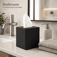 thumbnail image 6 of ABCISI Square Tissue Box Cover, Black Faux Leather Tissue Holder with Smooth Wipe-Clean Finish for Standard Cube Boxes, Bathroom, Bedroom, Office, Vanity and Living Room, 5.3 x 5.3 x 5.8 Inch, 6 of 8