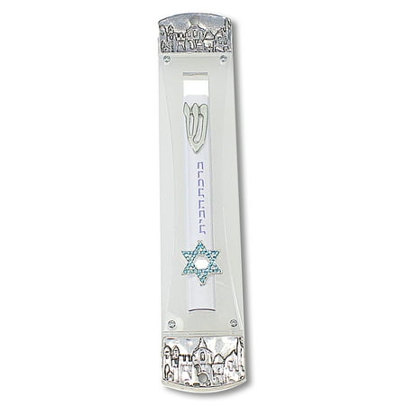 Metal Plastic Silver-Tone See through Mezuzah Case, 8