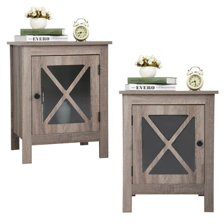 

WONISOLI X-shaped bedside table--vintage wood grain (2 packs)