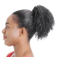 thumbnail image 6 of Bradem Black Curly Puff Ponytail Extension&nbsp;- Premium Synthetic, Medium Short Drawstring Clip Bun, 6 of 9