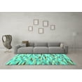 thumbnail image 3 of Ahgly Company Machine Washable Indoor Rectangle Abstract Turquoise Blue Contemporary Area Rugs, 2' x 5', 3 of 4
