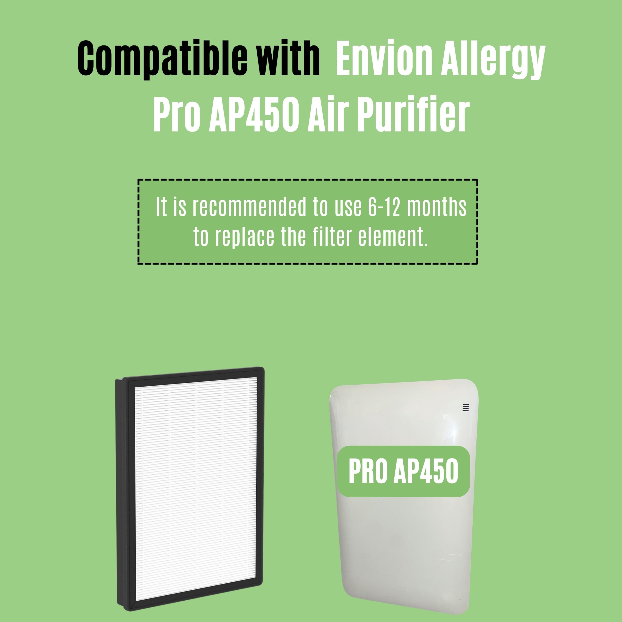 Nispira AP450F True HEPA Filter Compatible with Envion Allergy Pro AP450 Air Purifier. 3 Sets