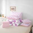 thumbnail image 6 of Manfei Pink Ribbon Bowknot 7-Piece Twin Bedding,Watercolor Ocean Shell Bedding Comforter Set,Pink Reversible, 6 of 7