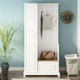 thumbnail image 3 of UBesGoo Entryway Hall Tree with Shoe Storage Bench & Coat Rack, 1-Door Wardrobe Bedroom Armoire for Apartment Hallway Mudroom Living Room, White, 3 of 19