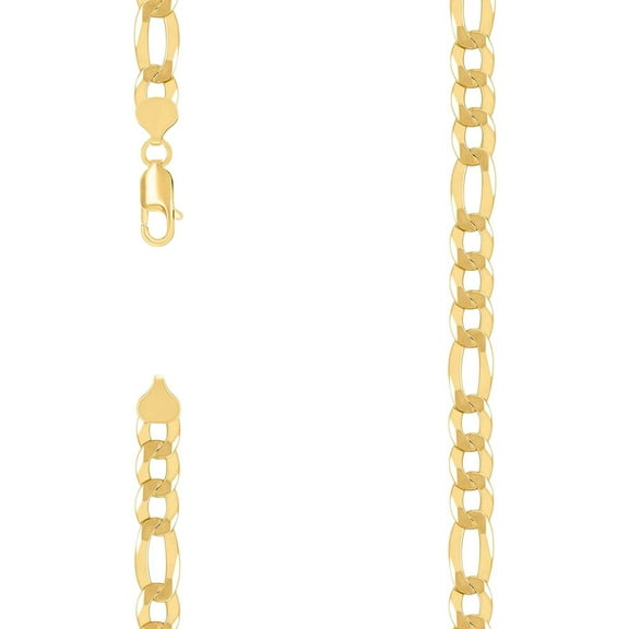 925 Sterling Silver Super Flat Figaro Chain Gold Plated 8.9mm Bracelet 8 Inch Link Bracelet for Women and Men