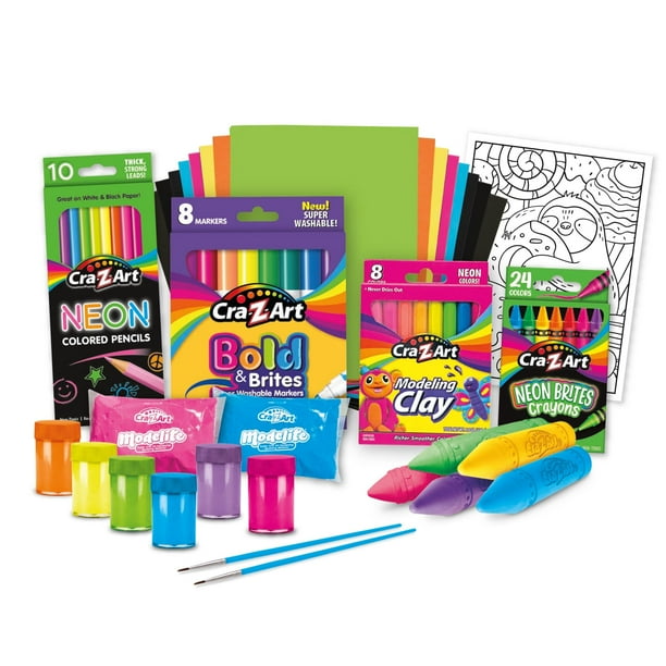 Cra-Z-Art Neon Brights Activity Tub, Multi-Color Drawing Set