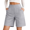 thumbnail image 4 of Weikingp Womens Bermuda Shorts，Workout Shorts Business Shorts For Women Beach Short Pants Bermuda Shorts With Pockets Walking Athletic Shorts Cotton Linen Shorts Gray 2XL, 4 of 7