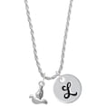 thumbnail image 1 of Delight Jewelry Silvertone 2-D Small Dove Silvertone Script Initial Disc - L - Charm Necklace, 20"+3", 1 of 4