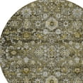 thumbnail image 4 of 8' Brown And Beige Round Oriental Washable Indoor Outdoor Area Rug, 4 of 5