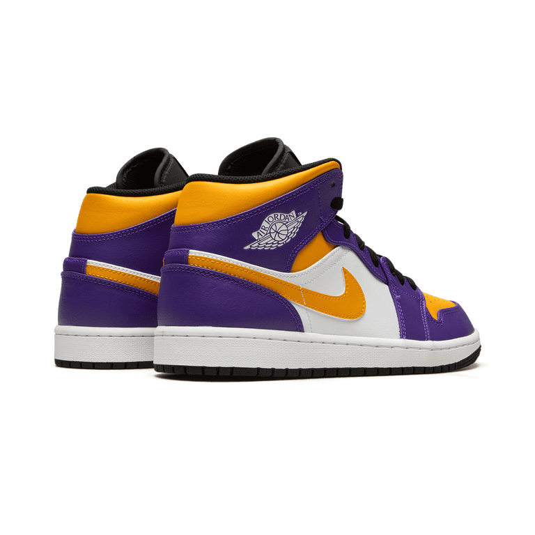 Nike  Mens Air Jordan 1 Mid Shoes Purple White Yellow  Lakers DQ8426-517 Air Jordan 1 Mid  main image 4