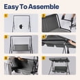 thumbnail image 6 of VIVOHOME 3 Seat Porch Swing Chair with Converting Canopy&Removable Cushion, Cushioned Steel Frame Porch Canopy Swing Chair, Swing Glider Hammock for Patio, Garden, Gray, 6 of 12