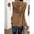 thumbnail image 2 of Mengpipi Women's Reversible Plush Hooded Gilet - Solid Color Fuzzy Fleece Sleeveless Jacket S-2XL, 2 of 7