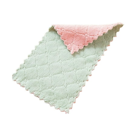 Oioii Kitchen Dish Towels Super Absorbent Coral Fleece Cleaning Wipes Soft Washable Towels for Cooking Cleaning and Daily Kitchen Use. B