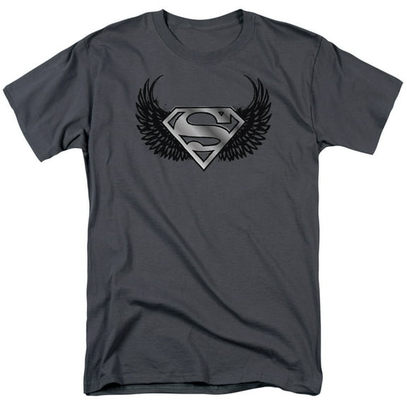 Superman Dirty Wings Adult 18/1 T-Shirt Charcoal