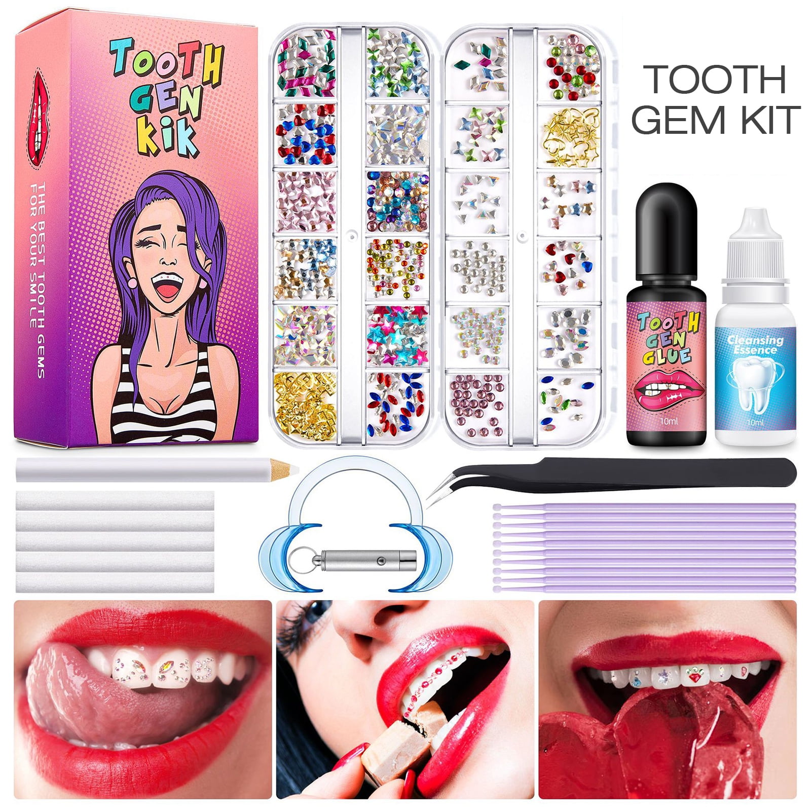 Tooth Gem Kit DIY Crystals Jewelry with Glue Tooth Ornaments