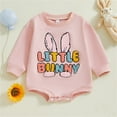 thumbnail image 2 of Angala Baby Girl Boy Cute Bunny Letter Embroidery Long Sleeve Oversized Sweatshirt Romper Easter Outfit Breathable Cute Stylish Children Bodysuits 3-6 Months, 2 of 7