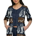thumbnail image 4 of Moomaya Printed Crop Top Palazzo Shrug Set Cotton Women Ethnic Wear Plus Size, 4 of 5