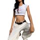 thumbnail image 3 of VISgogo Tops de manga corta para mujer con estampado de letras, ropa de verano con cuello redondo y ombligo de estilo casual VISgogo  moda, 3 of 9