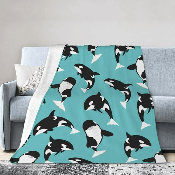 Killer Whale Blanket Soft Warm Bed Bedding Throw Blankets Cool Boys Gifts for Couch Bedroom Sofa Office Car, All Season Cozy Flannel Plush Blanket for Kids Adults, 50"X40"