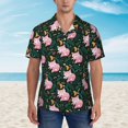 thumbnail image 2 of Susaid Pink Sleeping Fox Print Short Sleeve Shirts Button Down Casual Shirts Summer Beach Aloha Button Down Short Sleeve for Men ,Small, 2 of 7
